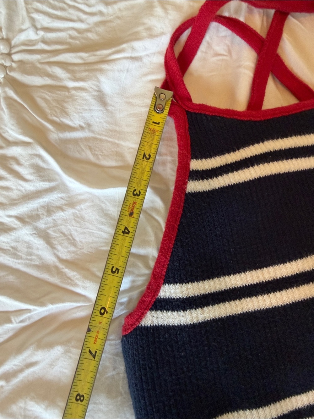 Hollister Navy Blue & White Striped Knit Halter Tank with Red Trim. SMALL. EUC - Picture 9 of 10